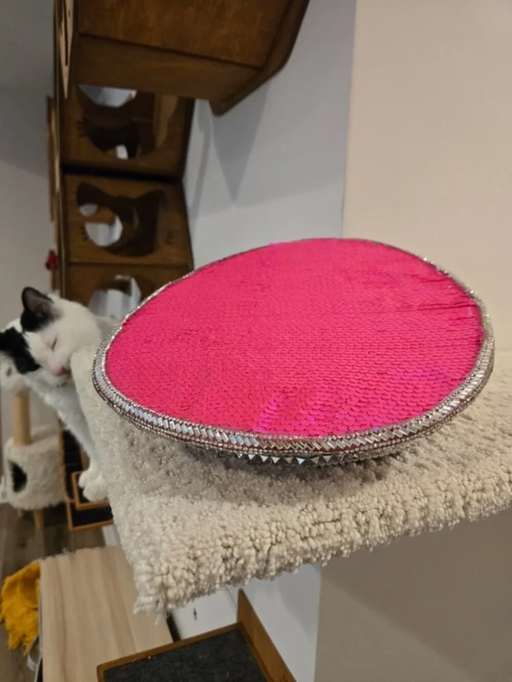 Pink Sequin Captain Hat Women's Festival Sequin Pink Flamingo